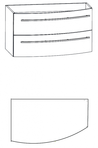Waschtischunterschrank, Verjüngung rechts, 90 cm