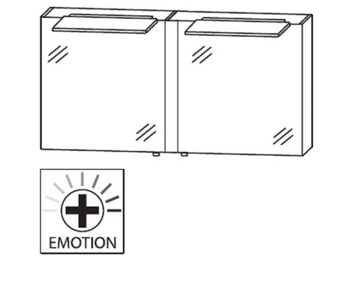Spiegelschrank mit Doppelwaschtischlösung, 126 cm breit