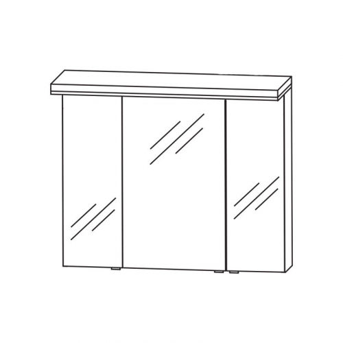 Spiegelschrank mit LED-Flächenleuchte im Kranz, 90 cm