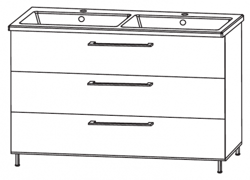 Doppel-Keramikwaschtisch mit Unterschrank, 120 cm