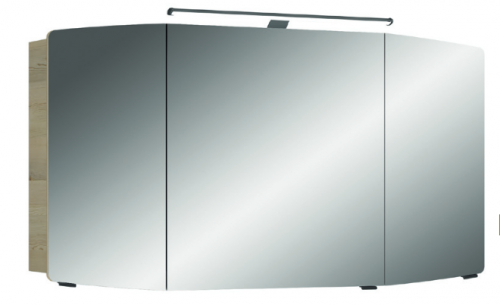 Spiegelschrank inkl. LED-Aufsatzleuchte (schwarz), schwarze Griffe, 100 cm