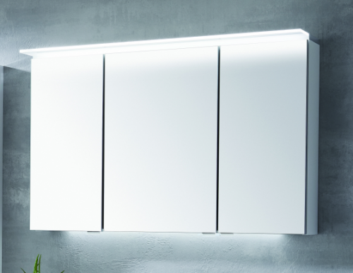 Spiegelschrank mit LED-Flächenleuchte im Kranz, 160 cm