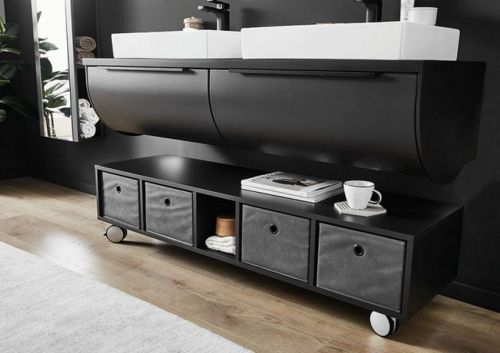 Waschtischunterschrank rund für Doppelwaschtisch, 142 cm