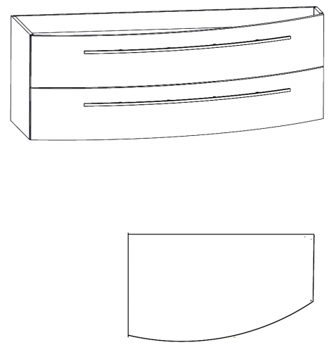 Waschtischunterschrank, Verjüngung rechts, 140 cm