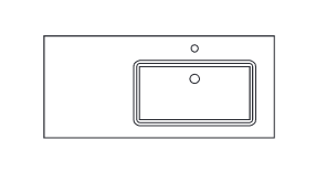 Solid Surface Waschtisch, Becken rechts,, 113 cm