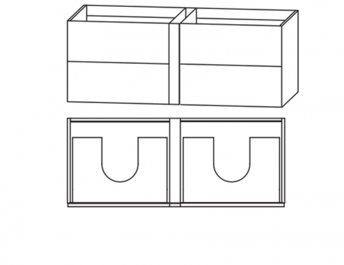 Waschtischunterschrank für Doppelwaschtisch-Lösung, Push to open, 126 cm