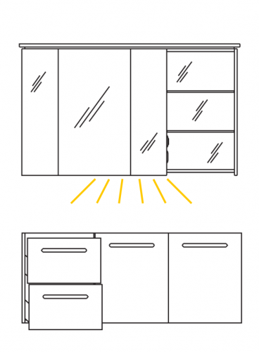 LED-Waschtischbeleuchtung für Spiegelschrank (3,9 Watt),  86 cm breit