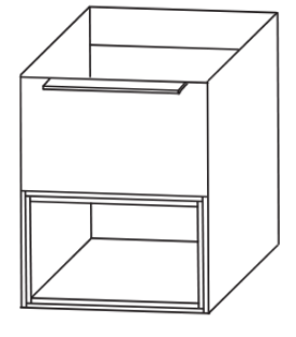 Plattenunterschrank mit Einschubregal unten, 60 cm