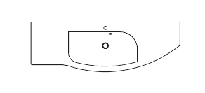 Glas-Waschtisch, rechts verjüngt, 152 cm