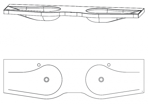 Glas Doppelwaschtisch, Optiwhite, 180 cm