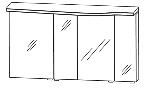 Spiegelschrank-Set, geschwungene Ausführung links, 140 cm