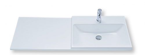 Mineralmarmor-Waschtisch, Ablage links, 120 cm