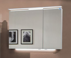 Spiegelschrank, LED-Aufsatzleuchte regelbar, 90 cm
