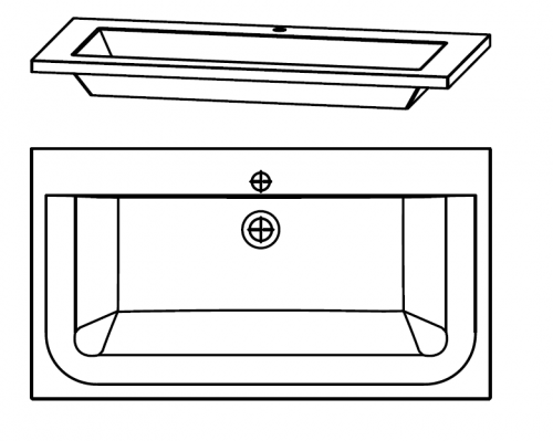 Glaswaschtisch, Optiwhite, 90 cm