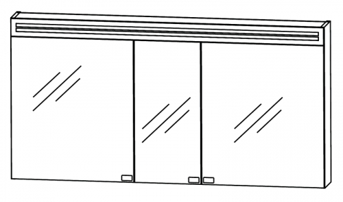 Spiegelschrank inkl. Spiegelblende mit LED-Beleuchtung, Doppelwaschtisch, 140 cm