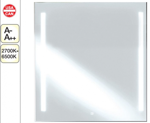 2 x Spiegel mit vertikalen LED-Lichtfenstern, 60 cm