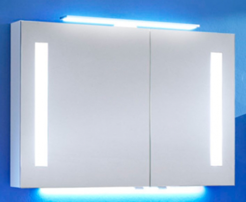 Spiegelschrank mit beleuchteten satinierten Flächen, 80 cm
