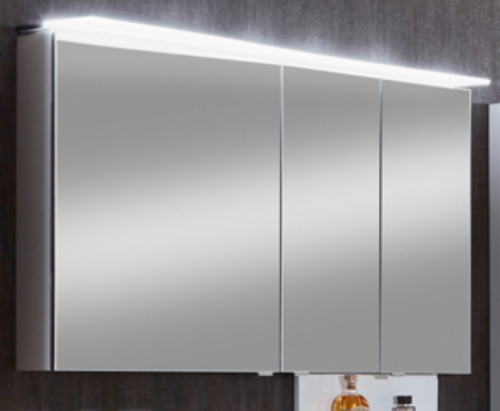 Spiegelschrank, LED-Aufsatzleuchte, 3 Türen,120 cm