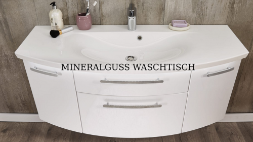 Badmöbel-Set mit Mineralguss-Waschtisch inkl. LED-Beleuchtung, 121,2 cm