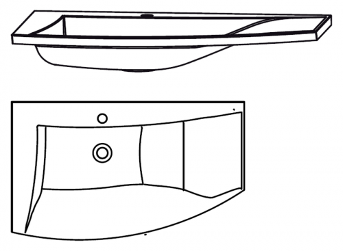 Glaswaschtisch, Farbton Optiwhite matt, 90 cm