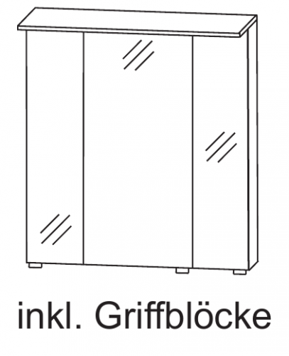 Spiegelschrank mit Gesimsboden, 70 cm