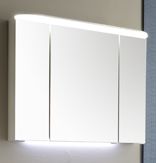 Spiegelschrank, LED-Flächenleuchte im Kranz, 85 cm