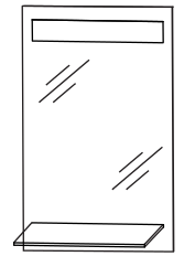 Flächenspiegel mit beleuchtetem Glasfachboden, 40 cm