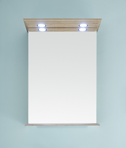 Spiegelregal mit LED-Spots im Kranz, 50 cm