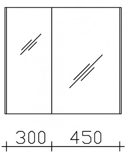 2 x Spiegelschrank mit LED, 2 asym. Spiegeltüren, H70, T17 B77 cm