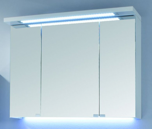 Spiegelschrank mit LED-Streifen im Kranz, 90 cm