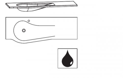 glaswaschtisch, Optiwhite matt, Ablage rechts,  140 cm