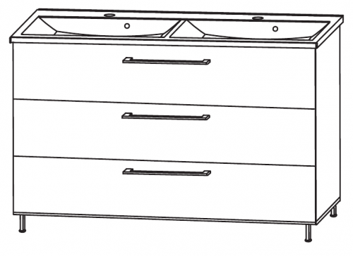 Doppel-Mineralgusswaschtisch mit Unterschrank, 120 cm