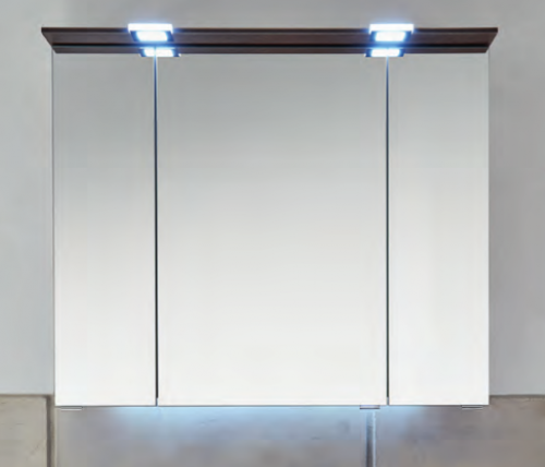 Spiegelschrank inklusiv LED-Beleuchtung im Kranz, 3 Drehtüren,  85 cm