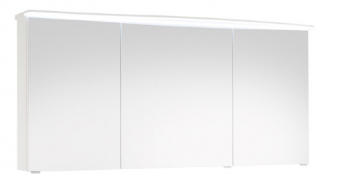 Spiegelschrank mit LED-Flächenleuchte im Kranz, Bogen rechts, 150 cm