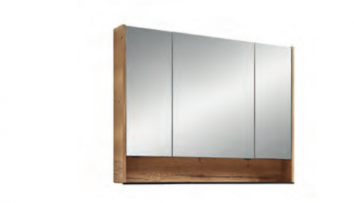 Spiegelschrank, 3 Türen, offenes Fach schwarz Matt, 103 cm