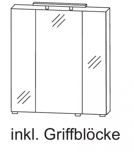 Spiegelschrank mit LED-Aufbauleuchte, 70 cm