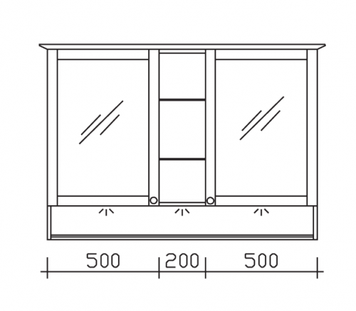 Spiegelschrank mit beleuchtetem Fach, 1200 cm