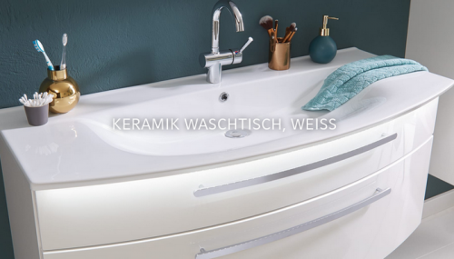 Keramik-Waschtisch mit LED, 122 cm